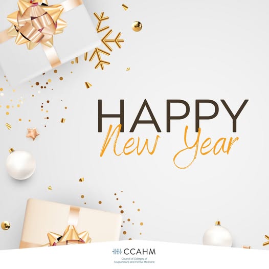 Happy New Year from CCAHM, image of snowflakes with text